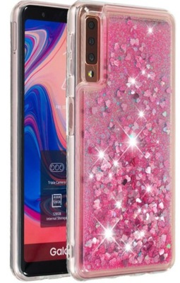 etui płynny brokat serduszka Samsung A7 2018