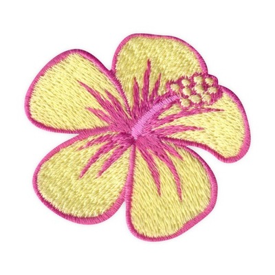 Naszywka - Kwiat hibiskus - żółty, haftowany kwiat