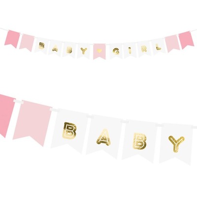 BANER GIRLANDA BABY GIRL BABY SHOWER ROCZEK