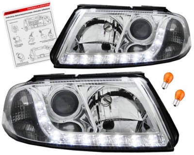 Vw passat b5 fl 3bg лампы фары хром led h7 линза led фото №1