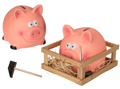 ŚWINKA SKARBONKA Z MŁOTKIEM KLASYCZNA NA PREZENT!!