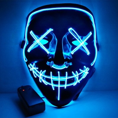 Świecąca Neonowa Maska LED Halloween, dark blue