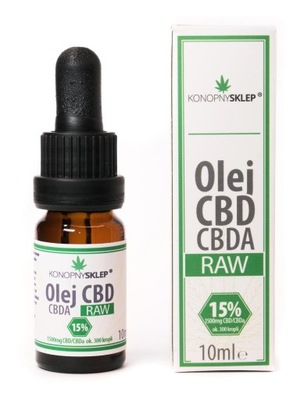 Olej konopny RAW 15% CBD+CBDA 10ML bez kryształu