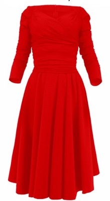 Camill 165 czerwona rozkloszowna sukienka 42
