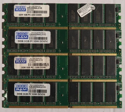 Pamięć 4GB (4x1GB) DDR PC3200 400MHz GOODRAM