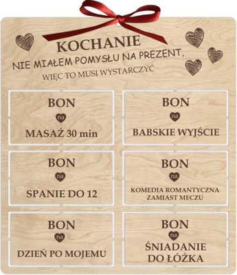 KARTKA NA WALENTYNKI prezent KUPONY MIŁOŚCI