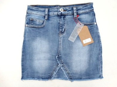 Włoska jeansowa mini jeans strzępiona siwiec XS/S