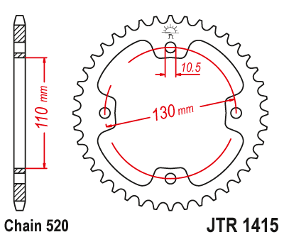 ЗУБЧАТКА ЗАДНЯ JT 42Z 520 KAWASAKI KFX 450 R 08-14