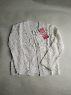 Sweterek biały bolerko ażurowe komunia 146 cm