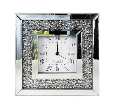 Zegar na ścianę kryształowy glamour srebrny cichy