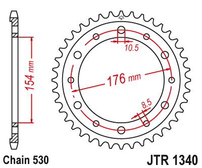 ЗУБЧАТКА ЗАДНЯ JT 43Z 530 HONDA VFR800 98-14