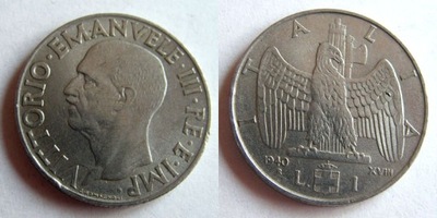 6601. WŁOCHY, 1LIR, 1940,