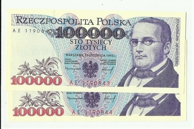 100000 złotych 1993 ser AE stan UNC ,e-kriss