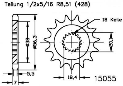 ЗУБЧАТКА ПЕРЕДНЯ ESJOT 13Z KSR-MOTO TW 125 X CBS