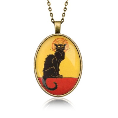 Medalion owalny LE CHAT NOIR czarny-kot a.mucha