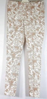 Spodnie białe/brąz na gumce Bawełna stretch 36