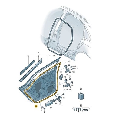 Прокладка дверь задняя задние правая audi a4 b9 limousi фото №1