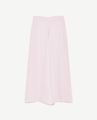 ZARA - różowe spodnie z szerokimi nogawkami - S
