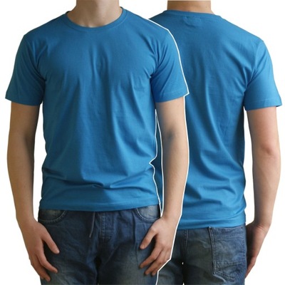 Koszulka Męska T-Shirt Gładki Niebieska XL