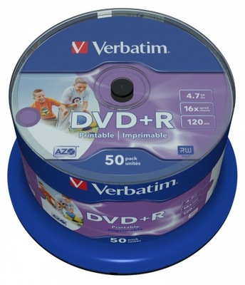Verbatim DVD+R 16x 4.7GB 50P CB Printable 43512