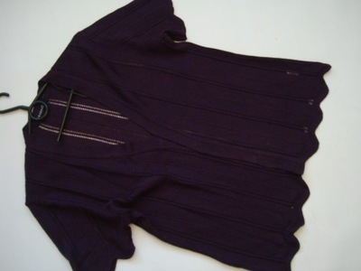 AŻUROWA fioletowa narzutka sweter ESSENCE r.44