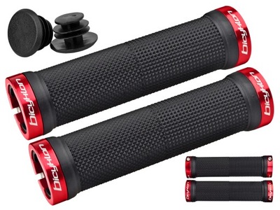 CHWYTY GRIPY RĄCZKI ROWEROWE BICYKLON LOCK-ON PRZYKRĘCANE CZERWONE