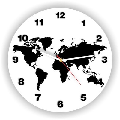 Zegar ścienny mapa świata kula ziemska podróznika