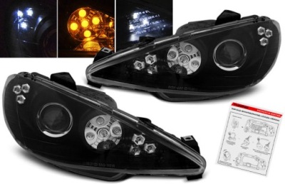 Peugeot 206 fl 02-12 лампи фари led h7 black фото №1