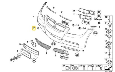 BMW E90 BRIDA CIEGA DE PARAGOLPES PARTE DELANTERA 8041133 M PAQUETE  