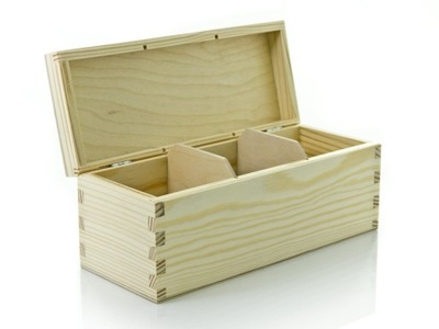Drewniane pudełko na 3 przegrody, podłużne