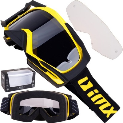 IMX DUST AMARRILLO BLACK GAFAS CROSS ENDURO 2 VENTANAS  