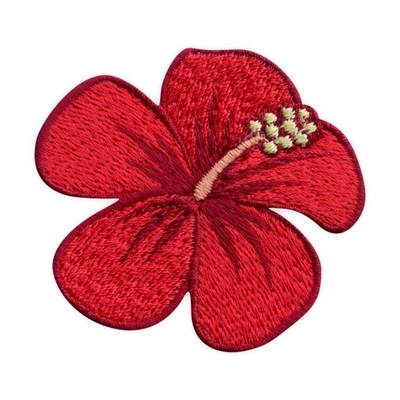 Naszywka -Kwiat hibiskus- czerwony haftowany kwiat