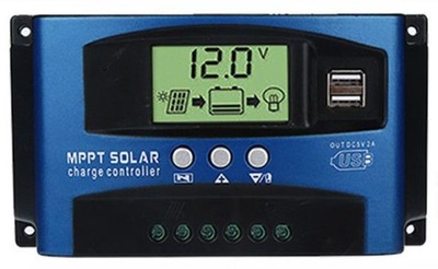 Regulator ładowania 60A Solarny 12/24V LCD USB PWM