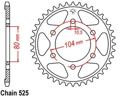 ЗУБЧАТКА ЗАДНЯЯ 525 44Z KAWASAKI Z 900 RS CAFE ABS