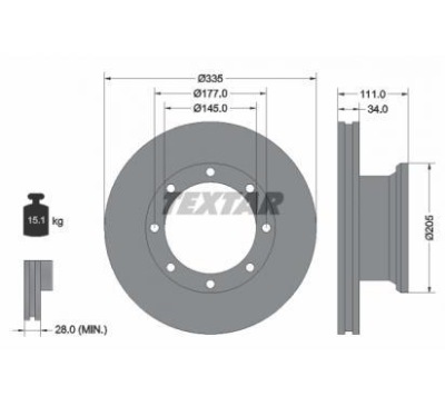 Диск ham. db t. atego, 2, 3 4.2-7.7 01.98- textar 93102300 фото №1