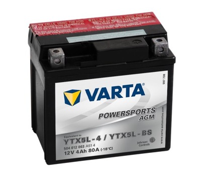 АКУМУЛЯТОР VARTA YTX5L-BS 12V 4AH 80A