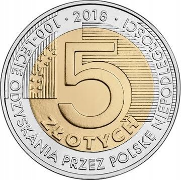 5 ZŁOTYCH -2018-100LECIE ODZYSKANIA NIEPODLEGŁOŚCI