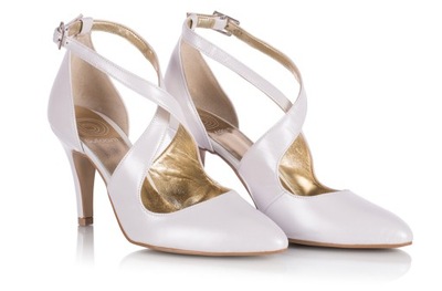 Buty ślubne szpilki taneczne białe z paskami 36