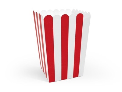Pudełka na popcorn; paski 7x7x12,5cm, czerwone a'6