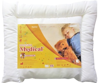 PODUSZKA PŁASKA ŁÓŻECZKA 40X40 JASIEK MEDICAL NIEMOWLĘCA PRZEDSZKOLA ATEST