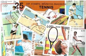 Zestaw 25 znaczków pocztowych - TENIS