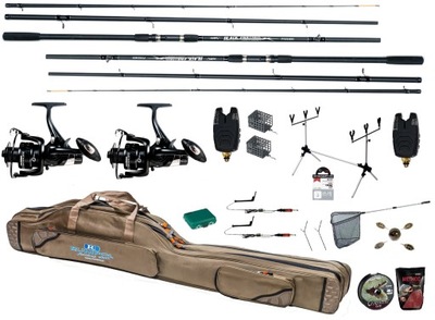 ZESTAW 2x WĘDKA FEEDER 2x KOŁOWROTEK TORBA ŻYŁKA