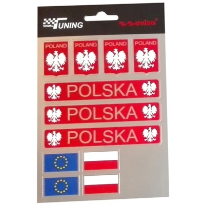 NAKLEJKA AVISA POLSKA GODŁO FLAGA srebrna 1/06126