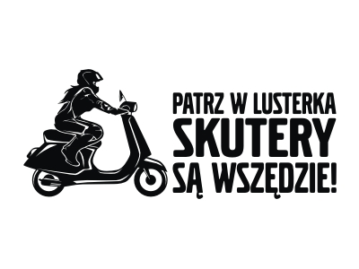 Naklejka PATRZ W LUSTERKA SKUTERY, skuter WZORY L