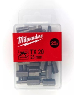 MILWAUKEE Bitov 25pcs TORX Tip T20x25mm hore.