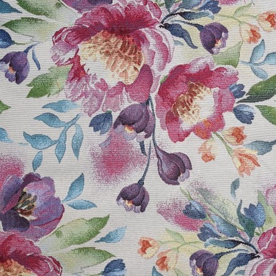 Tkanina tapicerska żakard kwiaty na beżowym tle