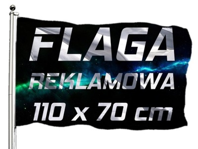FLAGA REKLAMOWA Z NADRUKIEM NAPISEM 110x70 cm