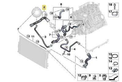 BMW F10 F07 CABLE DE REFRIGERACIÓN DEL MOTOR 7640916 OE  