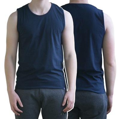 T-shirt Koszulka bez rękawów bawełna Granatowa XXL