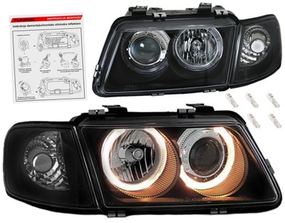 AUDI A3 8L 96-00 FAROS REJILLAS BLACK ANILLOS H7  